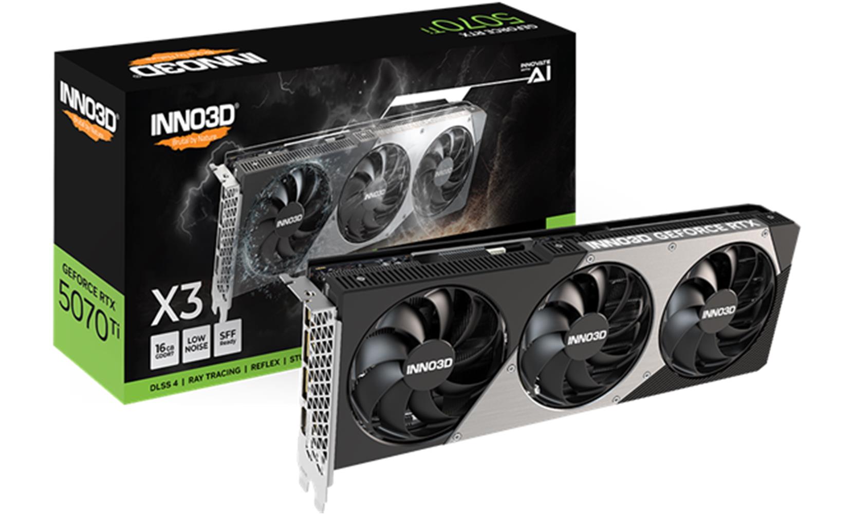 Inno3D GeForce RTX5070Ti x3 OC 16GB 256Bit GDDR7 3x DisplayPort 2.1b, 1x HDMI 2.1b Ekran Kartı 