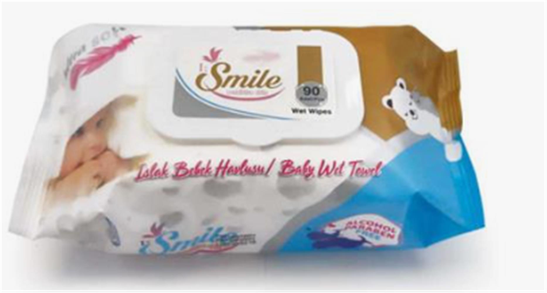 Smile 90lı Islak Bebek Havlusu (Alcohol Paraben Free) Islak Mendil