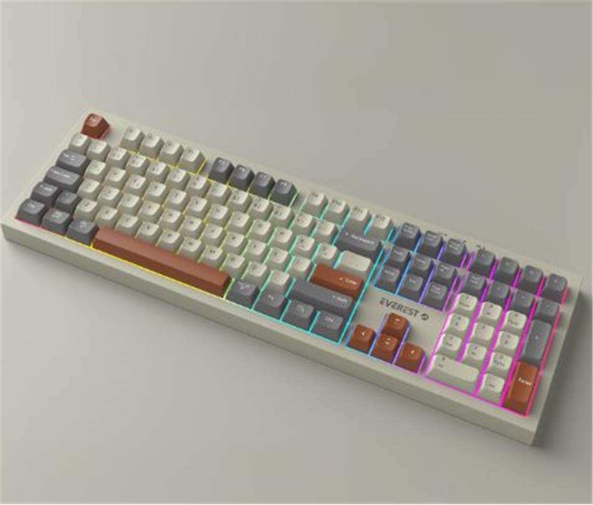 Everest KM-78 Rena Krem-Gri-Kahve Kablosuz 2.4 + BT RGB Aydınlatmalı Sessiz Q Klavye + Mouse Se