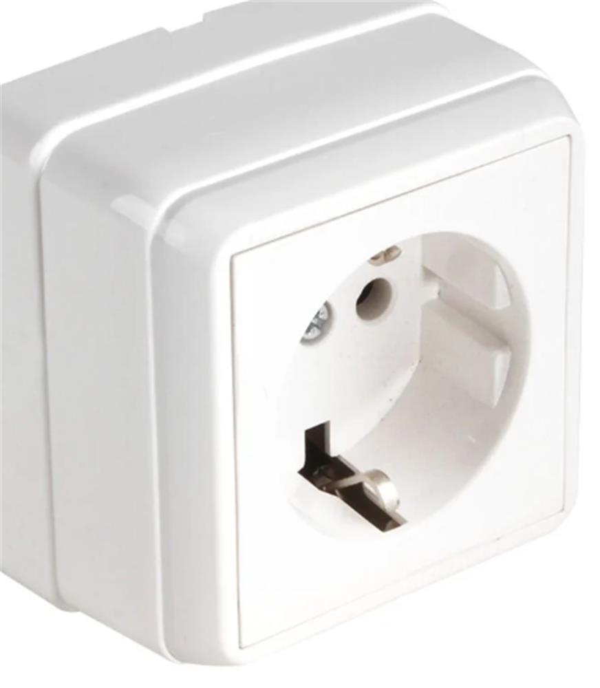 Mutlusan Bron Sıva Üstü Kapaklı Topraklı Priz Beyaz ( 2160 110 0201)