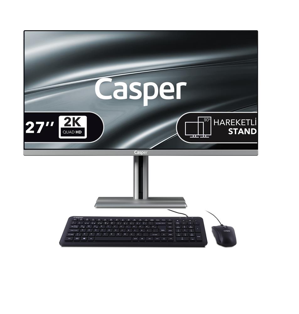Casper Nirvana A97.255H-BE00X-V-G Gri Ultra 7 255H Ai 16GB 480GB NVME 27" Pivot FreeDOS All In One