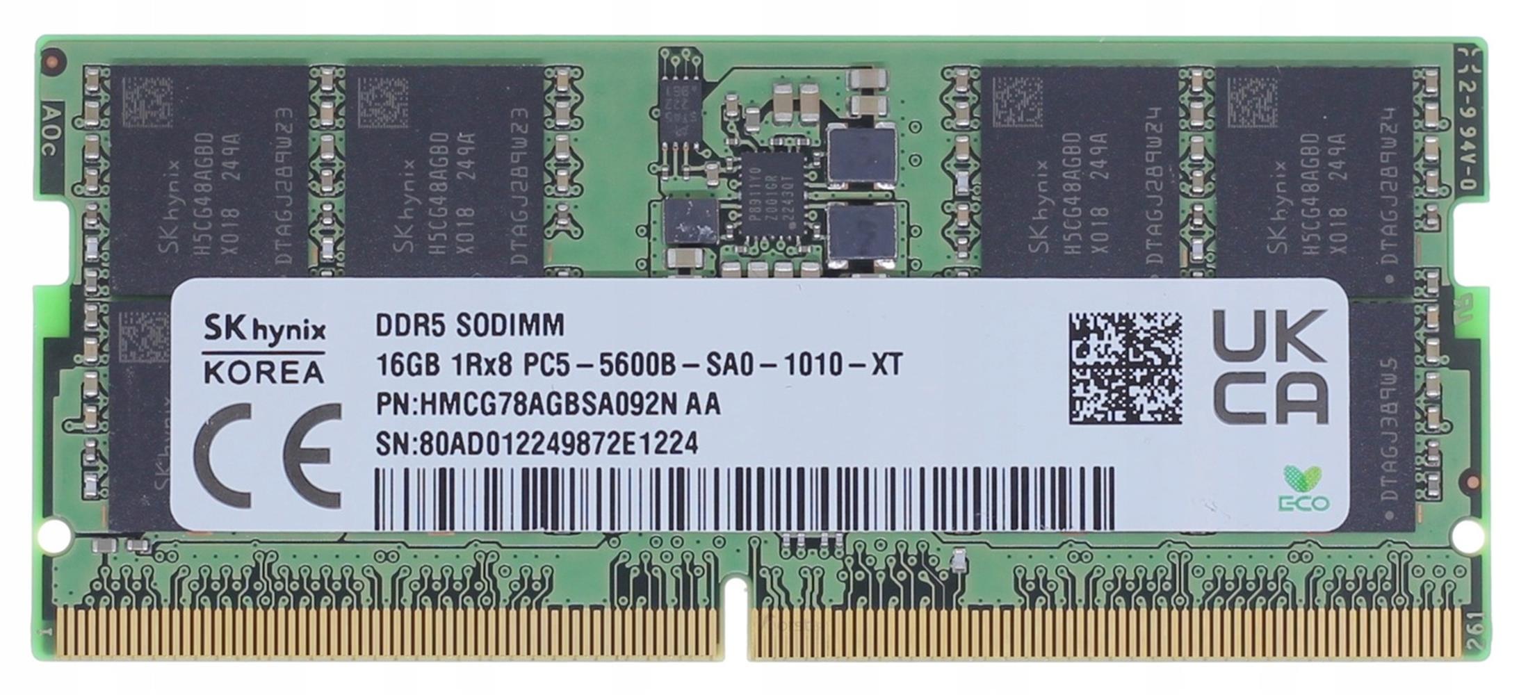 HyNIX 16GB DDR5 5600MHz HYNIX 1.1V Sodimm Kutusuz HMCG78AGBSA092N-AA Notebook Ram