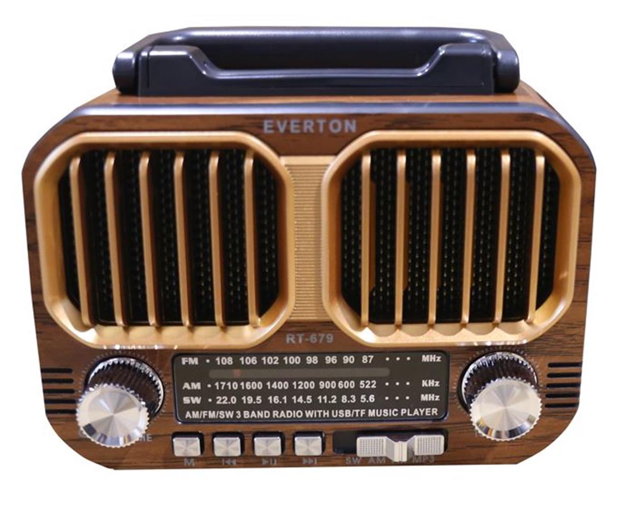 Everton RT-679  Bluetooth-USB-SD-FM Şarjlı Solarlı  Nostaljik Radyo 