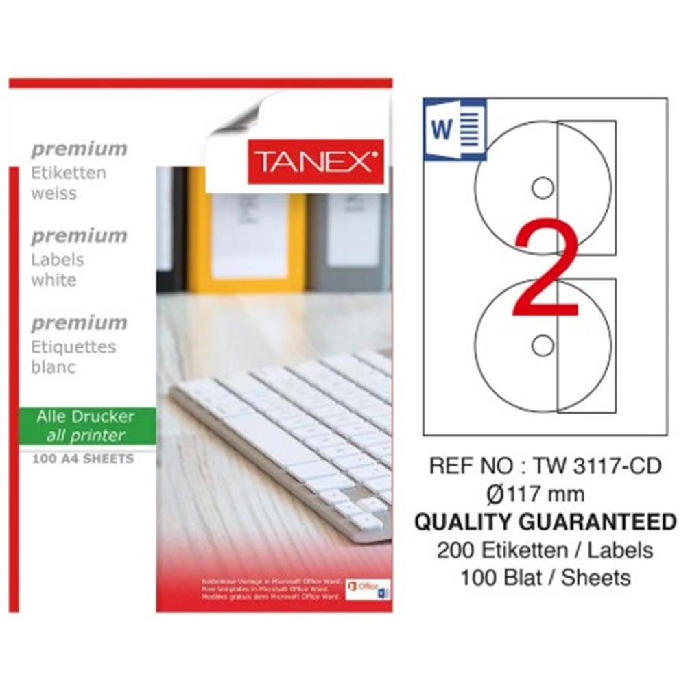 Tanex TW-3117 117 mm 50li Gümüş Lazer Etiket