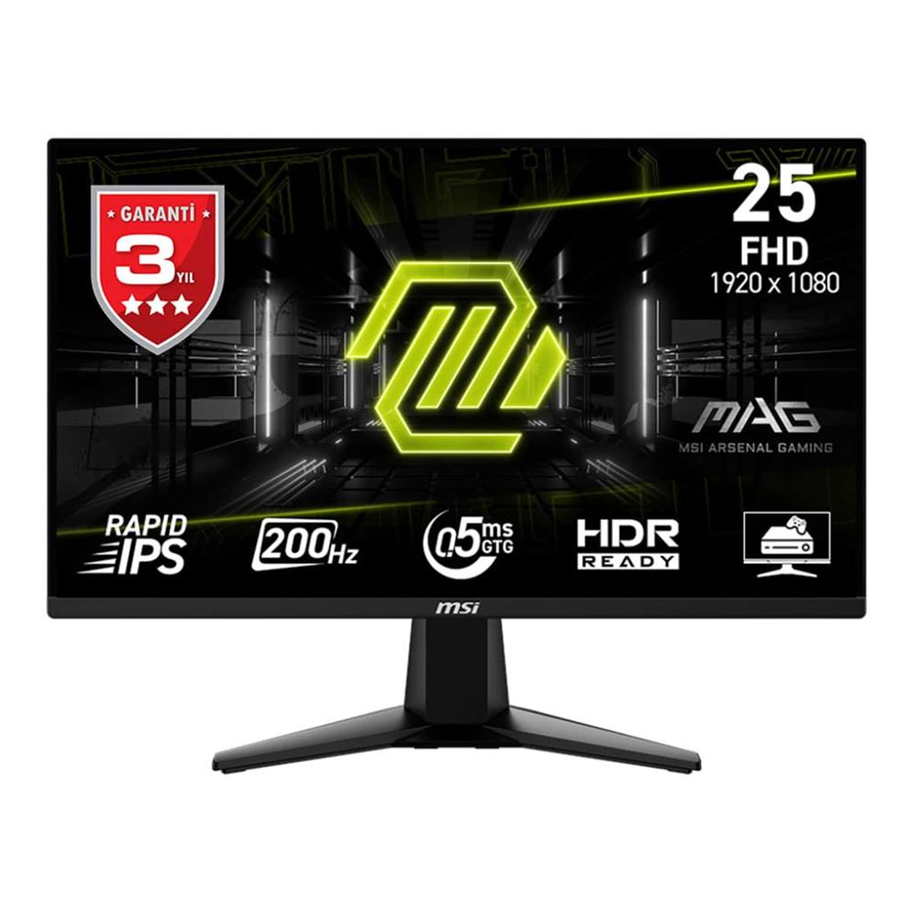 Msi 24.5" Mag 255F E20 1920x1080 Flat Rapid Ips 200Hz 0.5Ms (Gtg) Hdmı Dp Gaming Monitör