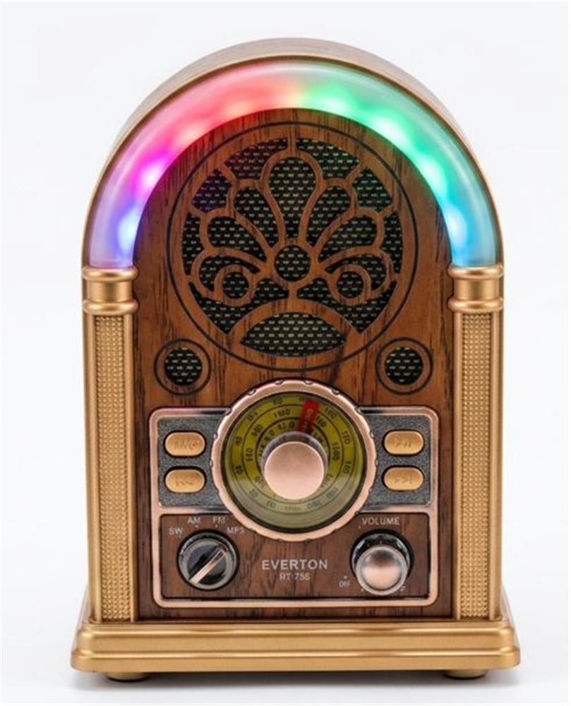 Everton RT-752 Şarjlı, Led Işıklı  Nostaljik Radyo( Bluetooth-USB-SD-FM)