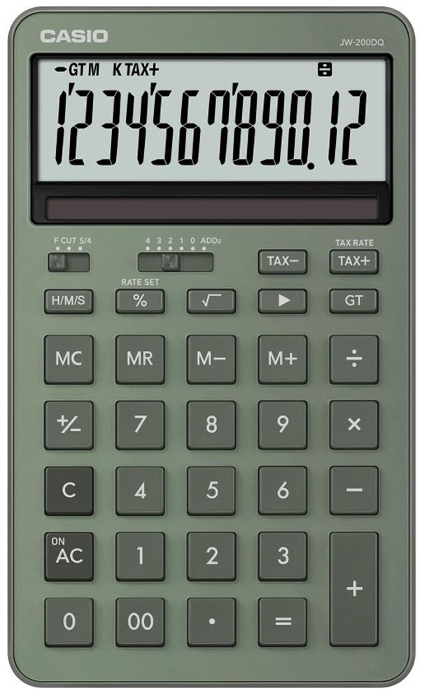Casio JW-200DQ-GN 12 Hane Puslu Yeşil Masa Üstü Hesap Makinesi