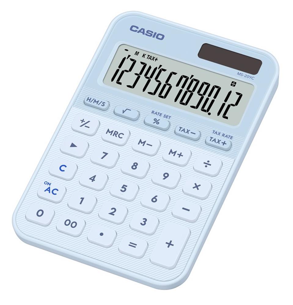 Casio MS-20YC-LB 12 Hane Açık Mavi Masa Üstü Hesap Makinesi