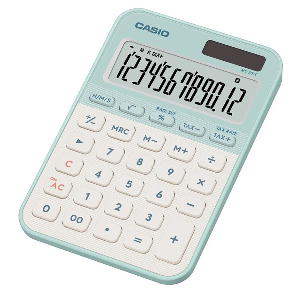 Casio MS-20YC-LG 12 Hane Pastel Yeşil Beyaz Masa Üstü Hesap Makinesi
