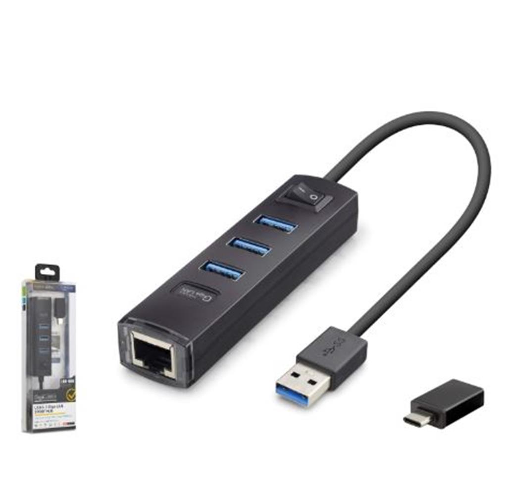 iETOP RJ4503 USB Type-C 3.2 Gen1 Combo Anahtarlı Hub Gigabit LAN 4 Port 5 Gbps Siyah