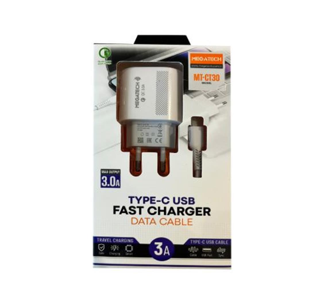 Megatech CC01 (CC22-T3) 5v-3.0A Ev Şarj+Type-c Kablo Hızlı Şarj