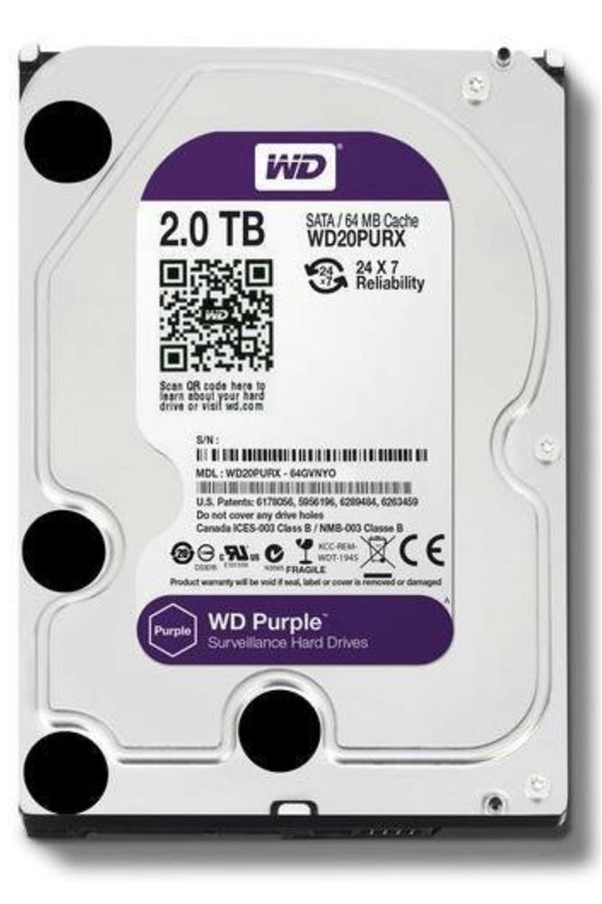 Wd 2Tb Purple 3.5" 5400 Rpm Sata 3 Wd23purz Güvenlik Hdd 7-24 Harddisk 