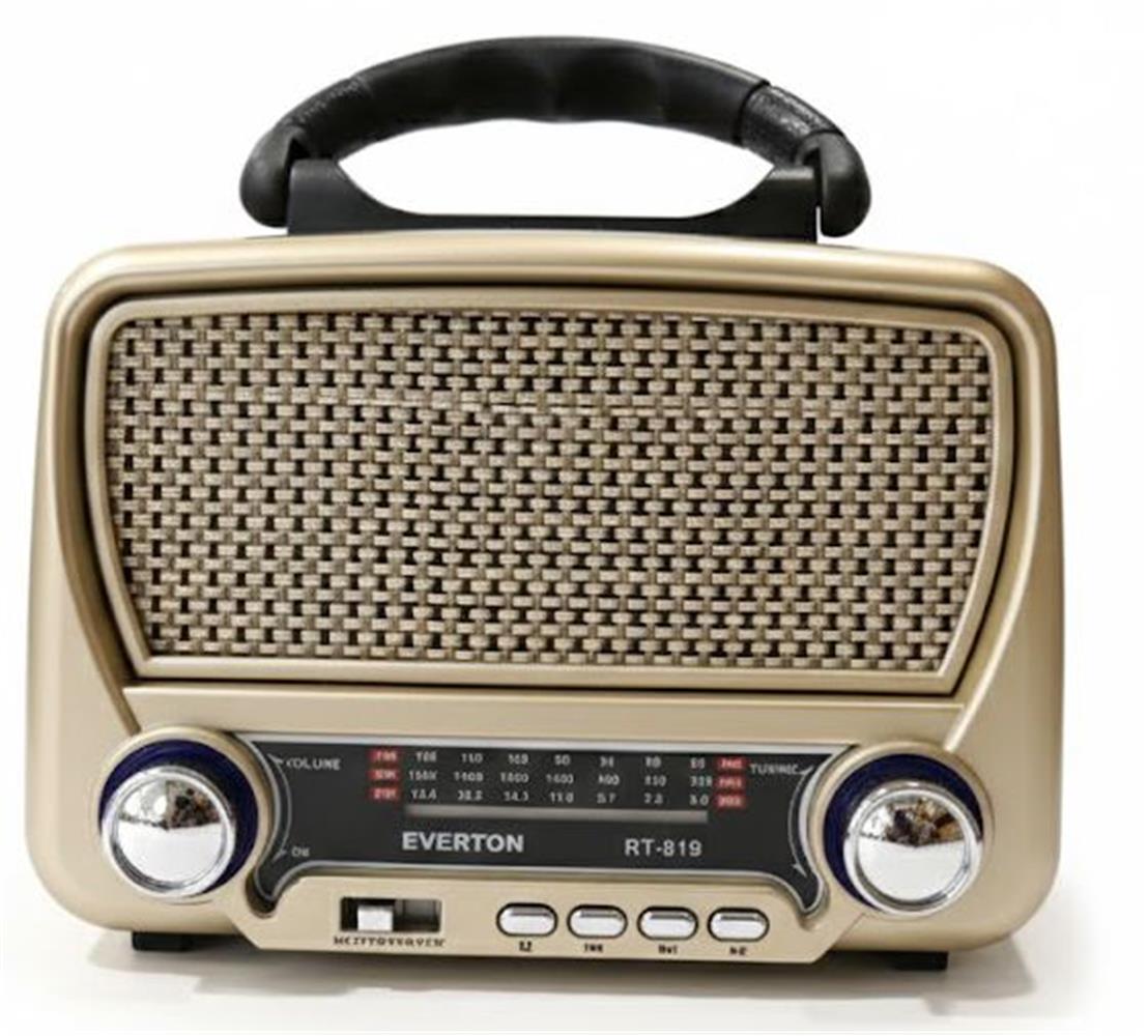 Everton Rt-819 (Solar Güneş Panelli) Bluetooth Fm-Usb-Tf Card-AUX Şarjlı Nostaljik Radyo El Feneri 
