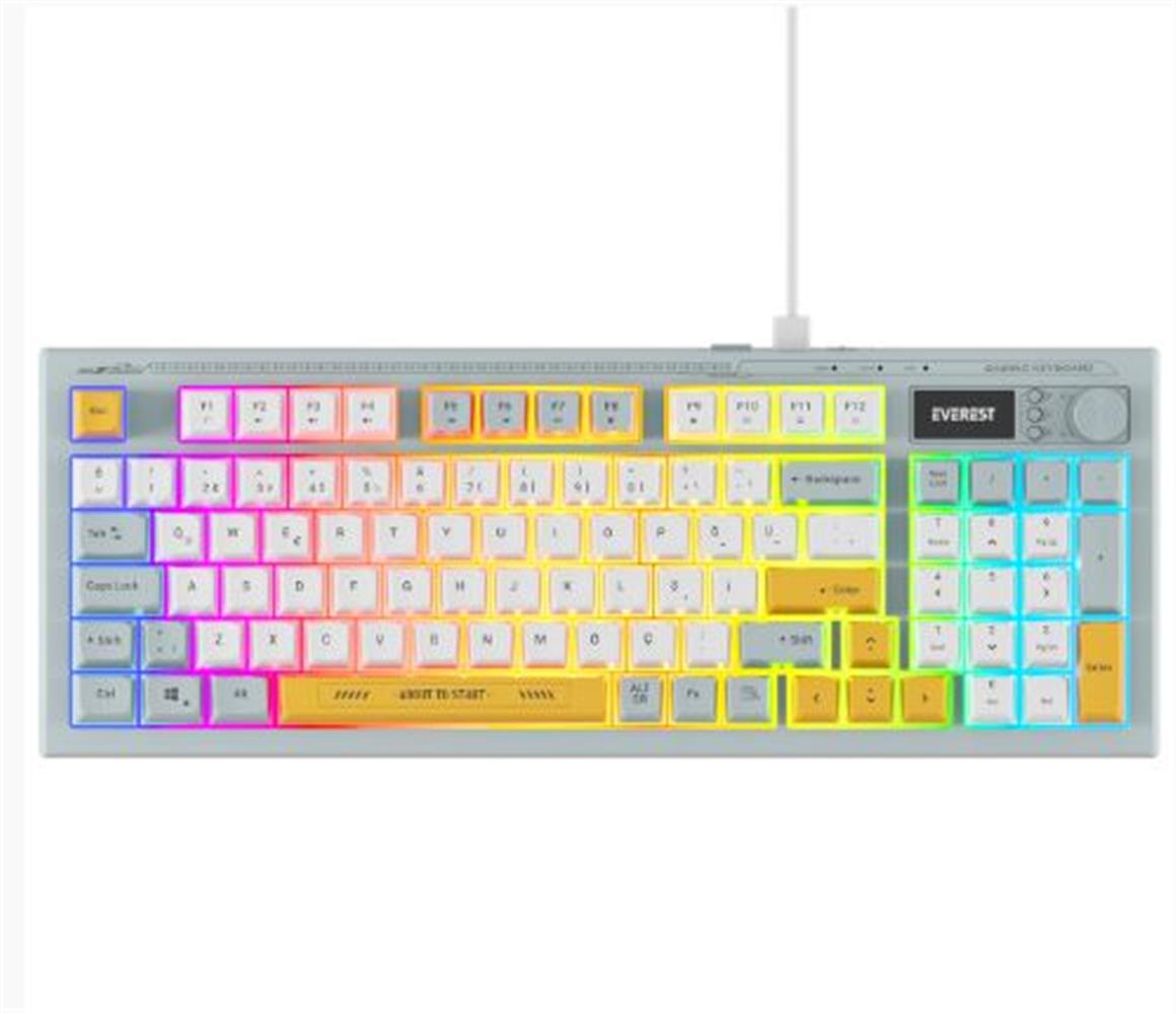 Everest KB-79 SILENT PRO Mavi-Beyaz-Sarı SESSİZ RGB Q Membrane Oyuncu Klavyesi