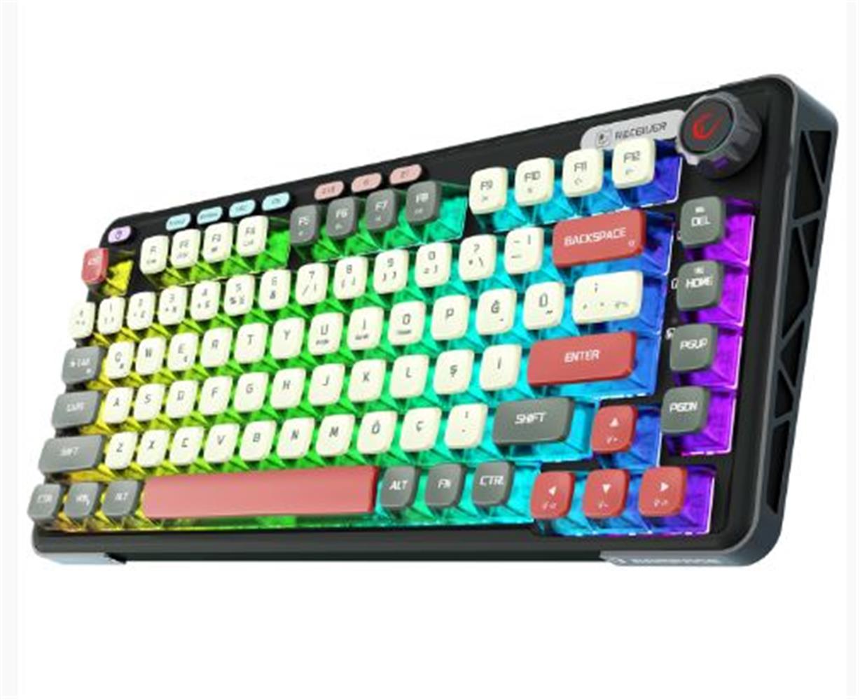Rampage Eira Transparan Hot Swap 2.4G + BT Wireless RGB Gasket Oil Switch Türkçe Q Mekanik Klavye