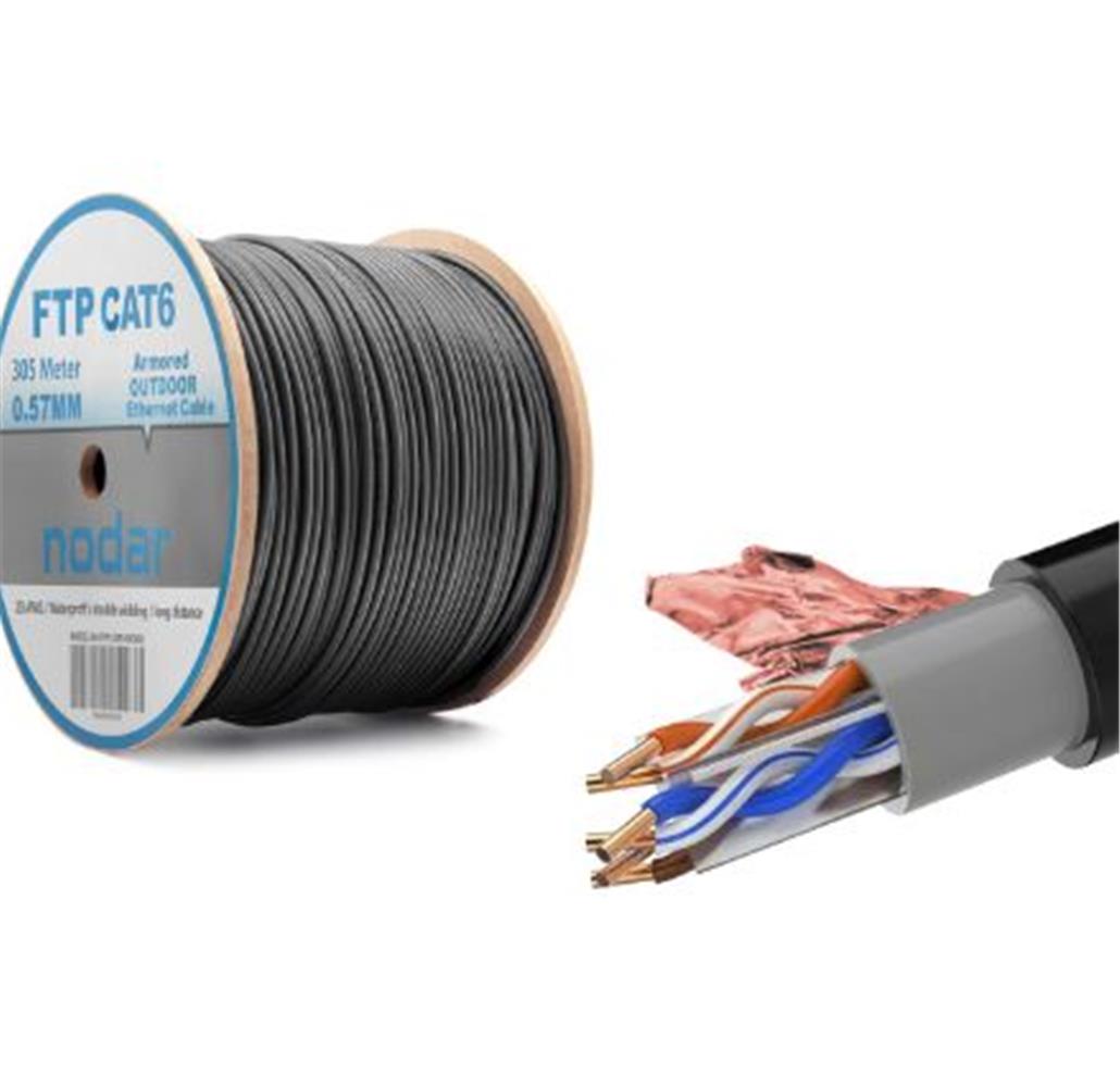 Kruxon Nd2002 Ftp Cat6 Dışmekan Kablo 23Awg Çift Pvc 4P- 1-0.57Mm 35Mm Cca 305M Siyah