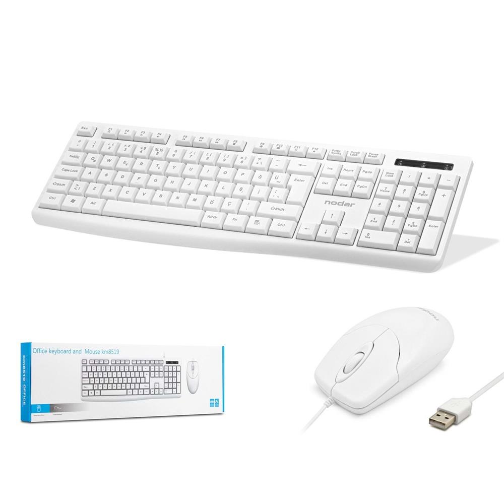 Kruxon Km8519 Kablolu Klavye ve Mouse Set Q Beyaz