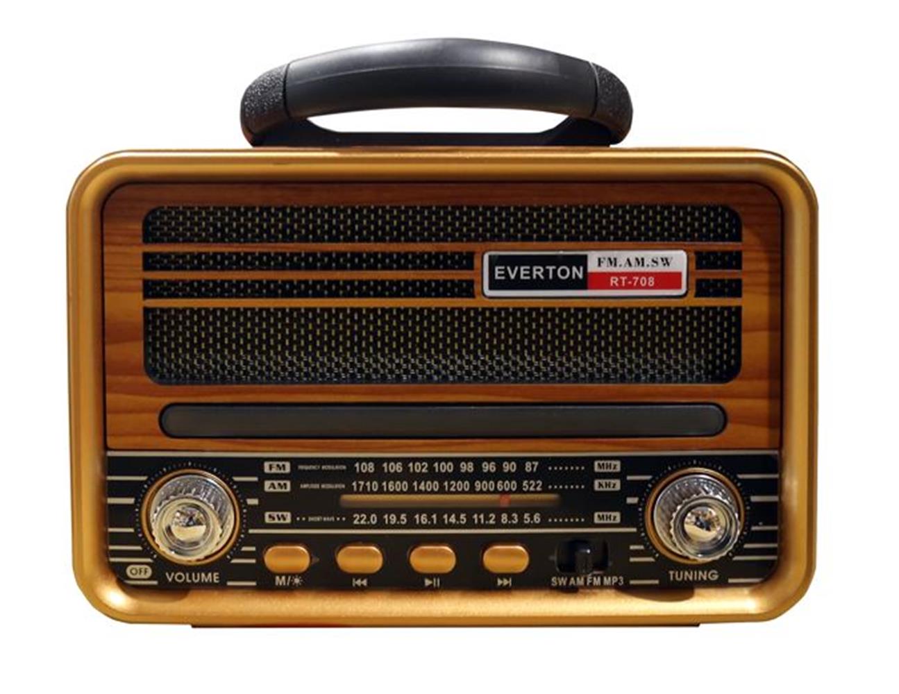 Everton Rt-708  Bluetooth Fm-Usb-Tf-Aux  Şarjlı Nostaljik Radyo