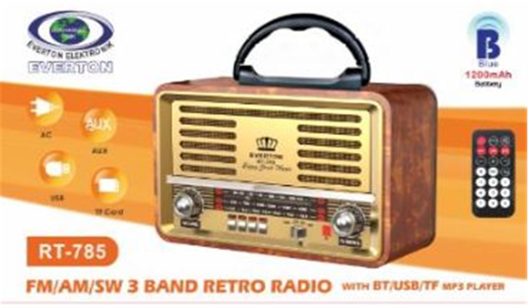 Everton RT-785 Bluetooth Usb-Micro Sd Nostaljik Radyo