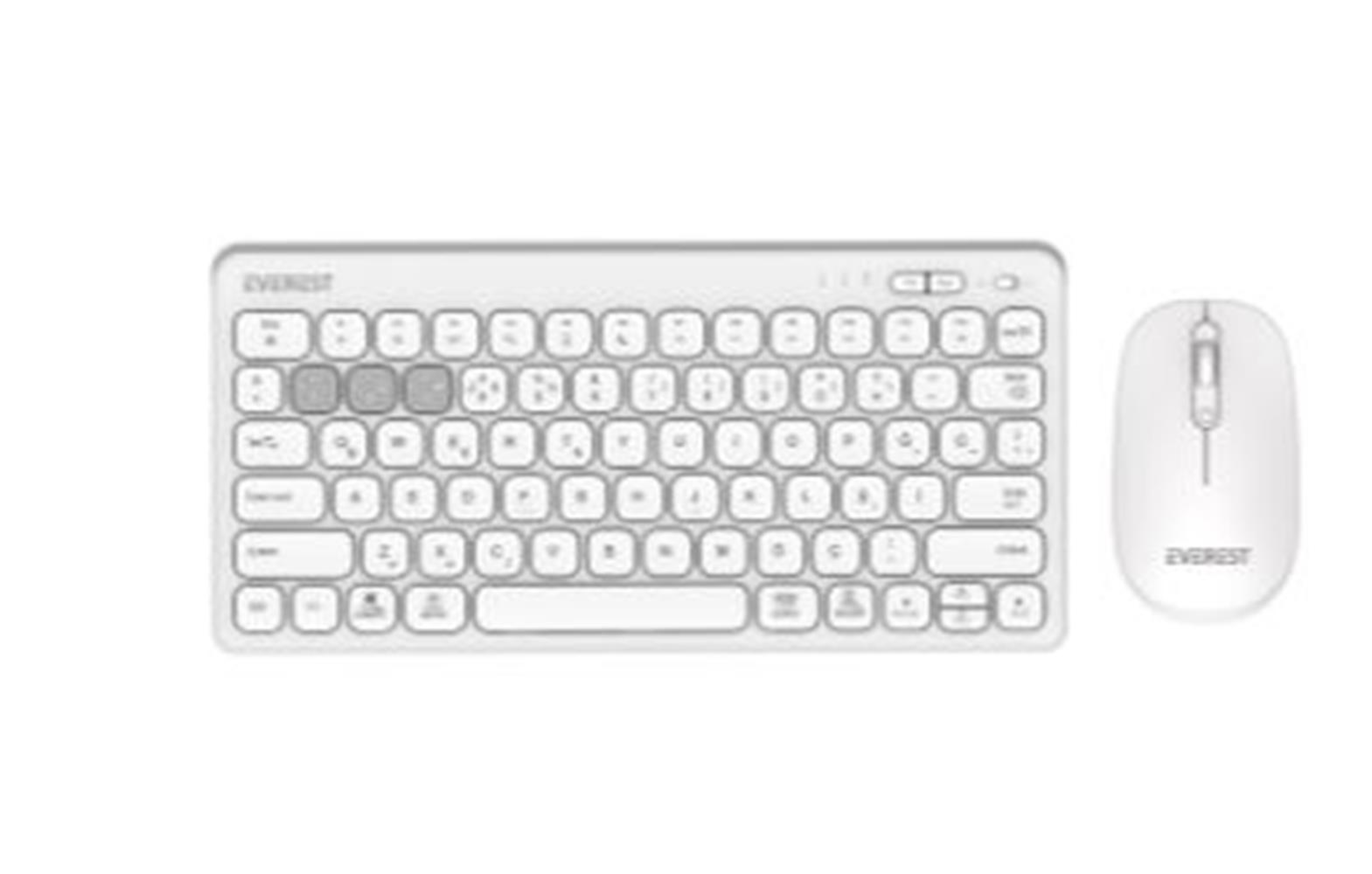 Everest  KM-BT903 Beyaz 3in1 3 BT + 2.4  İnce Q 4 Cihaz Bağlantılı Kablosuz Klavye + Mouse Set