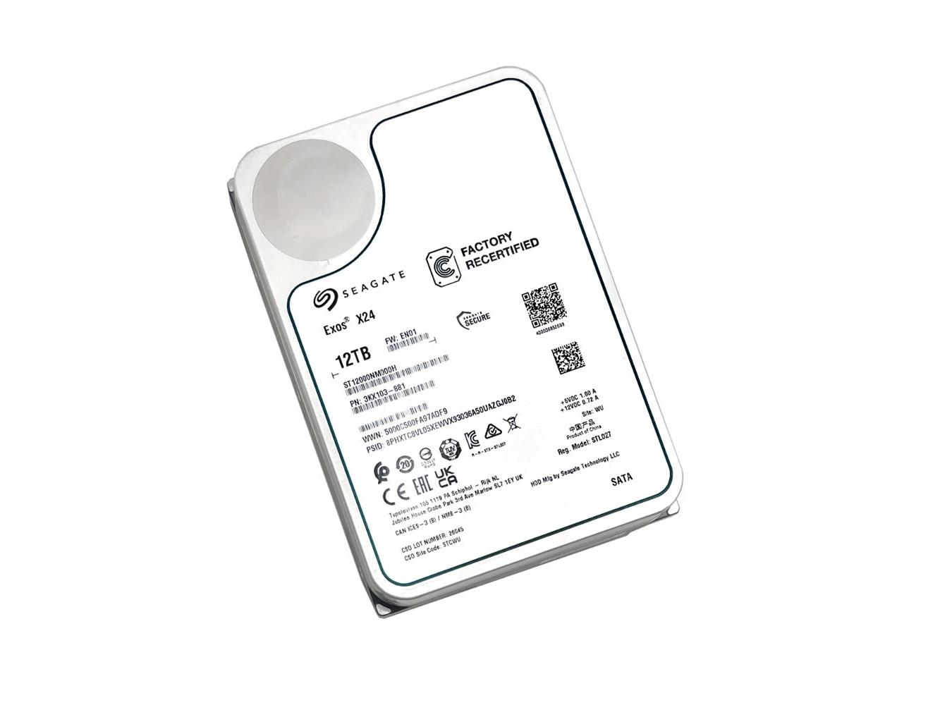 Seagate 12TB Exos X24 ST12000NM000H 7200RPM 3.5in SATA 6.0Gb-s Enterprise Harddisk (İthalat)
