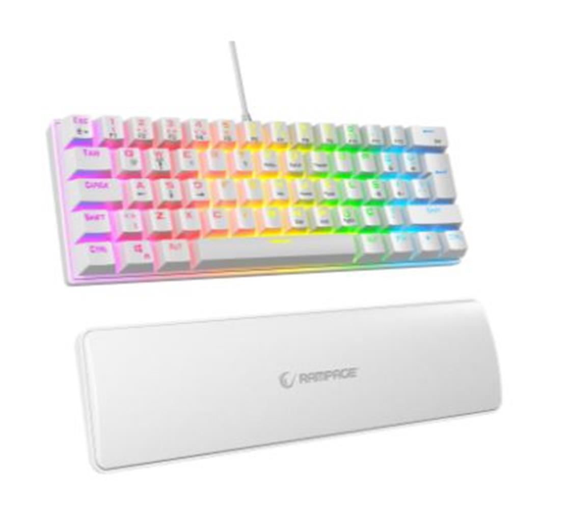 Rampage ALLY K11 Beyaz Rainbow Q Gaming Oyuncu Klavye Bilek Destekli Blue Switch