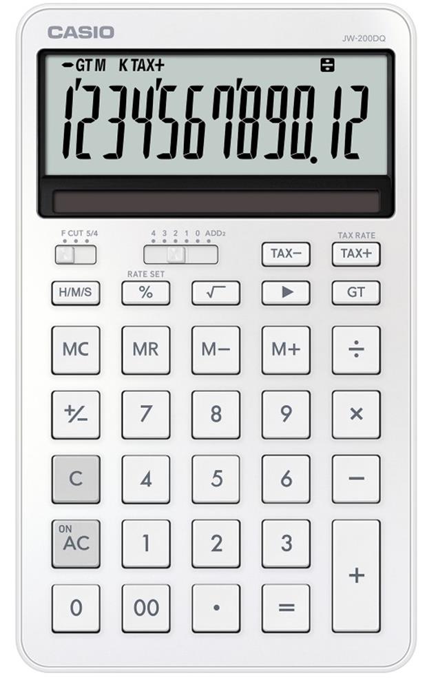 Casio JW-200DQ-WE 12 Hane İpeksi Beyaz Masa Üstü Hesap Makinesi