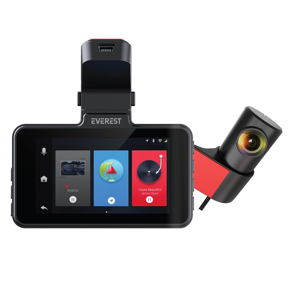 Everest CAR15 3.0"IPS Ekran 1080P+720P 120° Açı G-Sensor+Wifi 64GB TF Kartlı Araç Ön Ve Arka Kamera