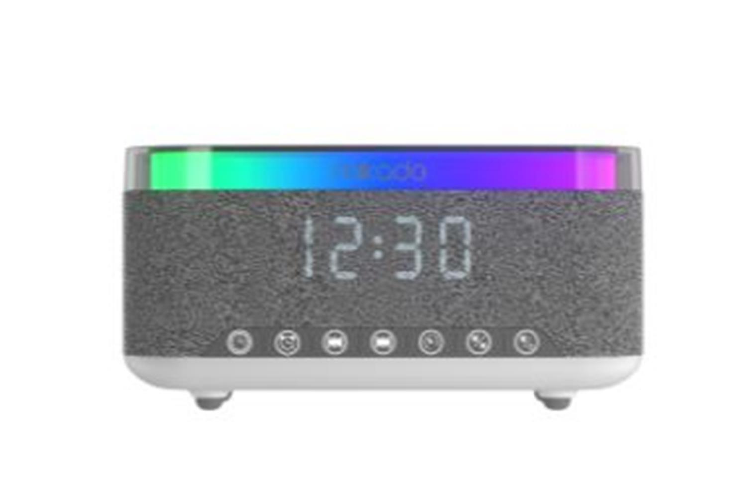 Mikado MD-W10 1200mAh 10W Gri BT, USB, Kablosuz Şarjlı RGB-Alarmlı Saat Speaker