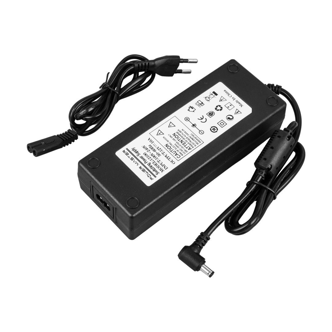 POWERMASTER PM-160 ADJ12V10A  12 VOLT - 10 AMPER - 120 WATT 5.5*2.5 MM L UÇLU PLASTİK KASA MASAÜSTÜ ADAPTÖR