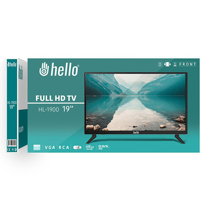 HELLO HL-1900 19 AUDIO IN-RCA-VGA-HDMI-USB 12 VOLT ADAPTÖRLÜ FULL HD LED MONİTÖR+HOPARLÖR (45 CMX32 CM)