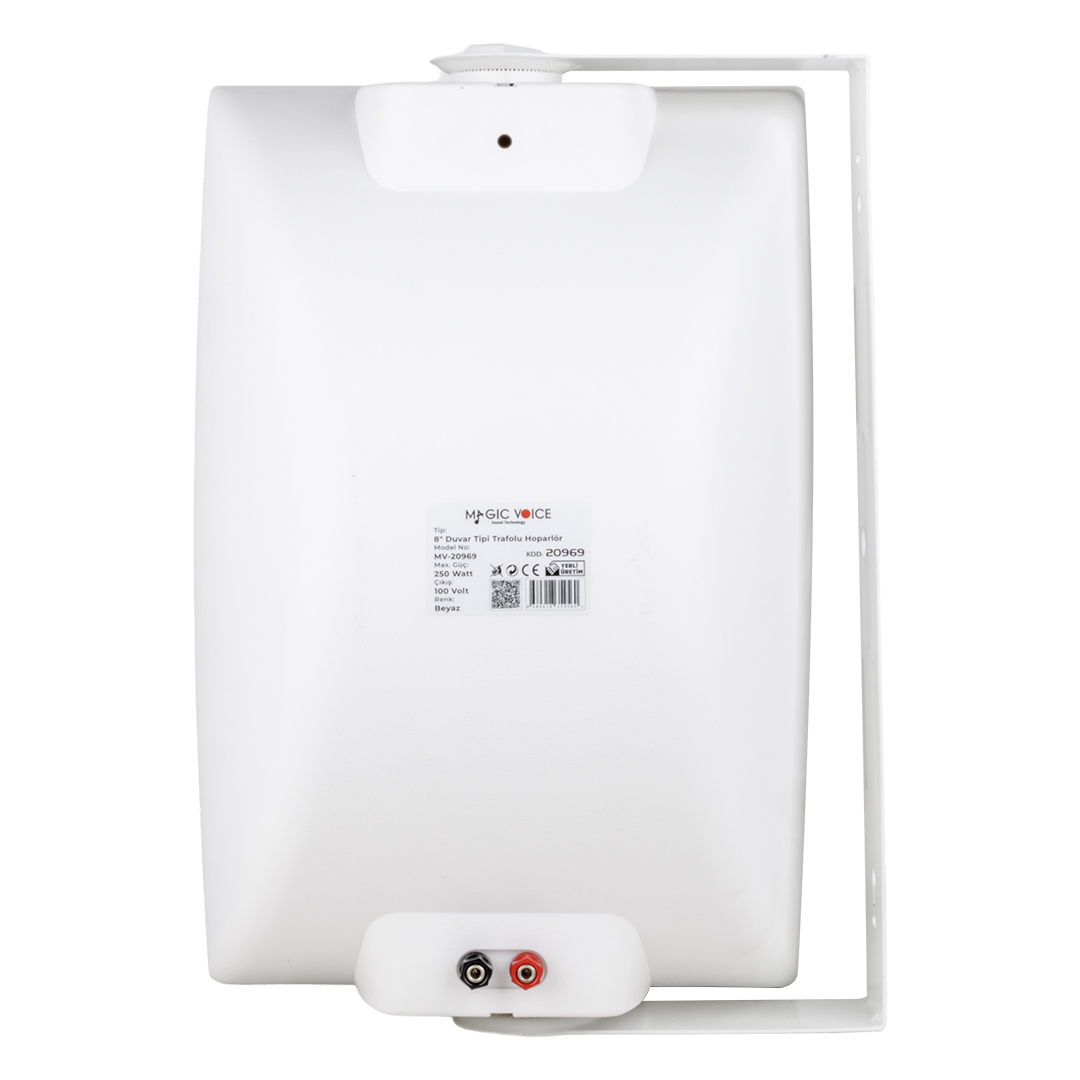 MAGICVOICE MV-20969 20 CM 100 VOLT - 250 WATT 8 İKİ YOLLU TRAFOLU BEYAZ SÜTÜN  HOPARLÖR (DH 8ATW)