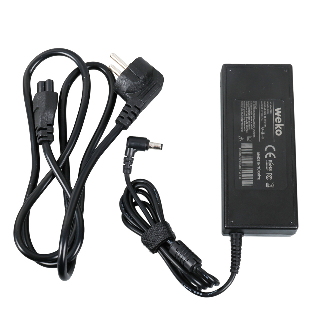 WEKO 19 VOLT - 4.74 AMPER - 90 WATT 5.5*2.5 L UÇLU YERLİ ÜRETİM STANDART NOTEBOOK ADAPTÖR