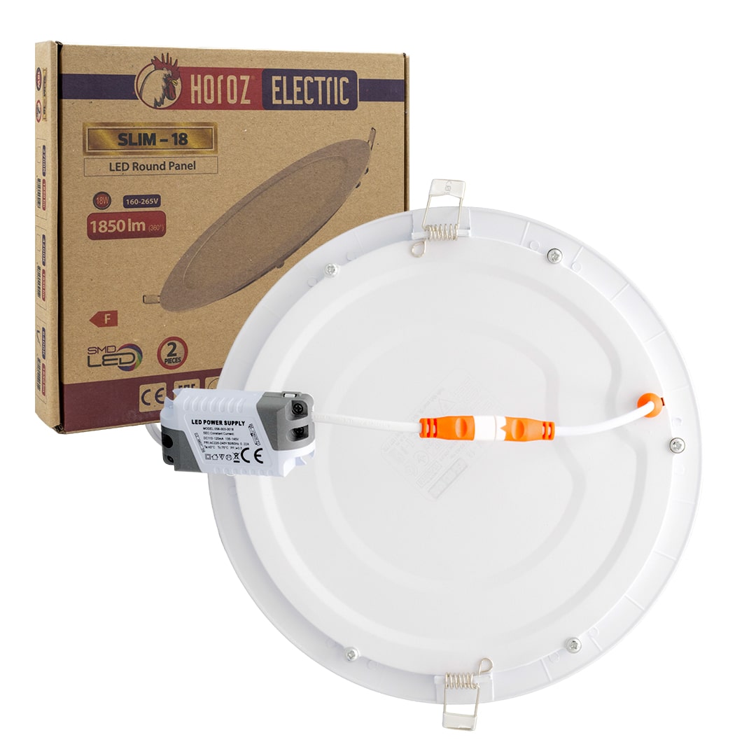 HOROZ SLIM-18 18 WATT 6400K 205 MM SMD LED SIVA ALTI BEYAZ SPOT PANEL (2Lİ PAKET)(056-003-018)