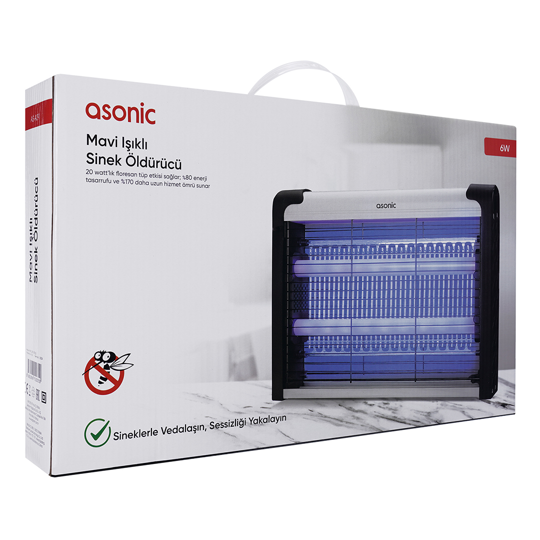 ASONİC AS-A29 BÜYÜK BOY 6W+ 2000V ZİNCİR ASKISILI İKİ LEDLİ SİNEK ÖLDÜRÜCÜ