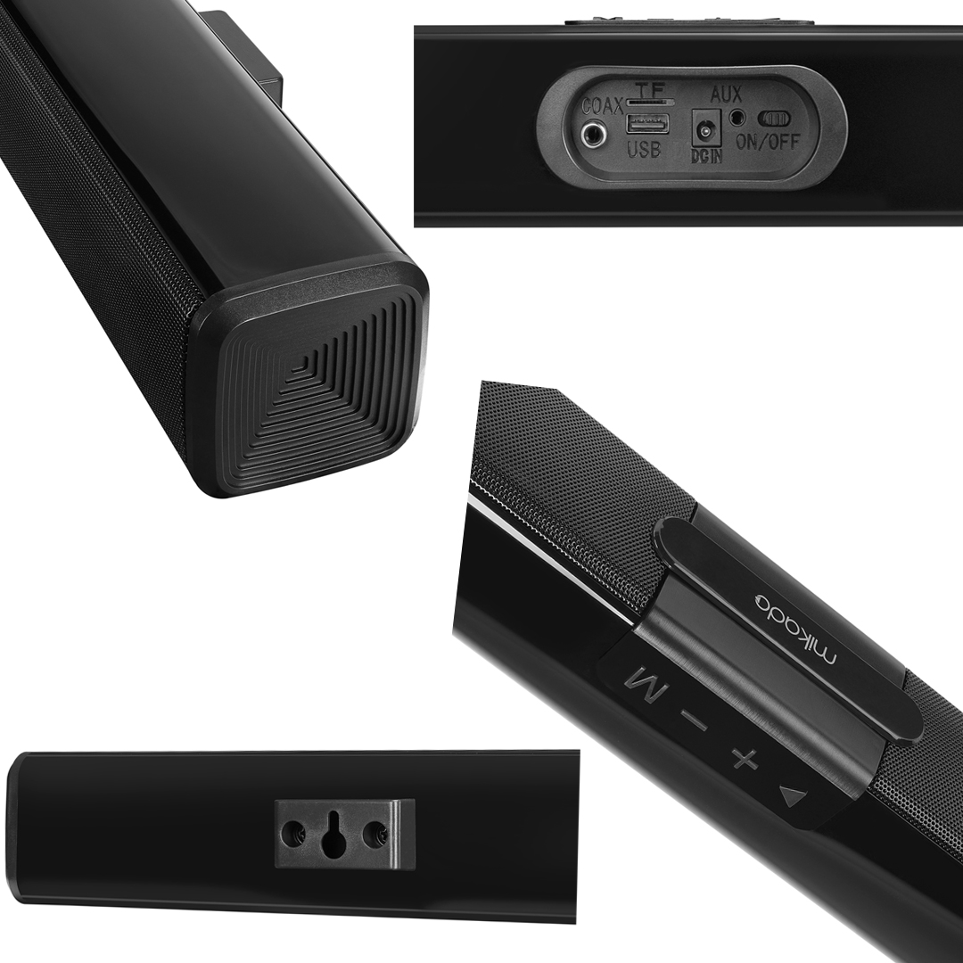 MIKADO MD-SB101 SİYAH 10WX2 12V/1.5A BT USB AUX TF KARTLI EV SİNEMA SOUNDBAR HOPARLÖR
