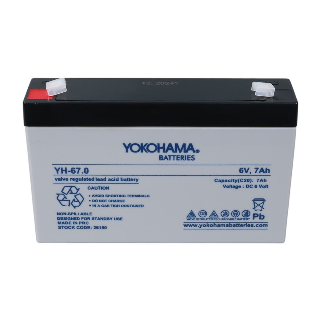 YOKOHAMA YH-67.0 6 VOLT - 7 AMPER KURU AKÜ (150 X 30 X 94 MM)
