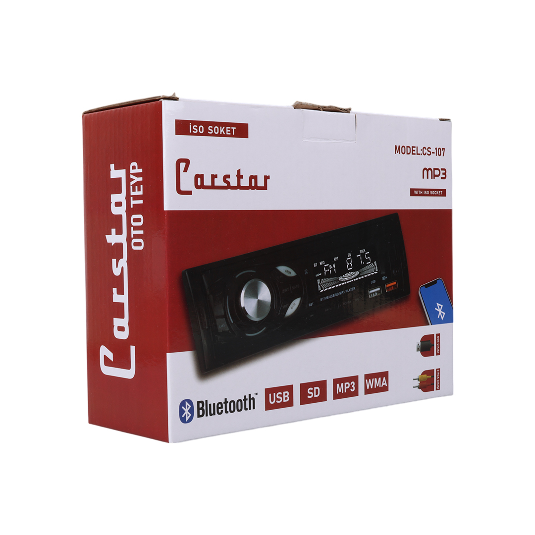 CARSTAR CS-107 7 RENKLİ ÇİFT USB/SD/FM/AUX/BLUETOOTH KUMANDALI OTO TEYP 4X60 WATT