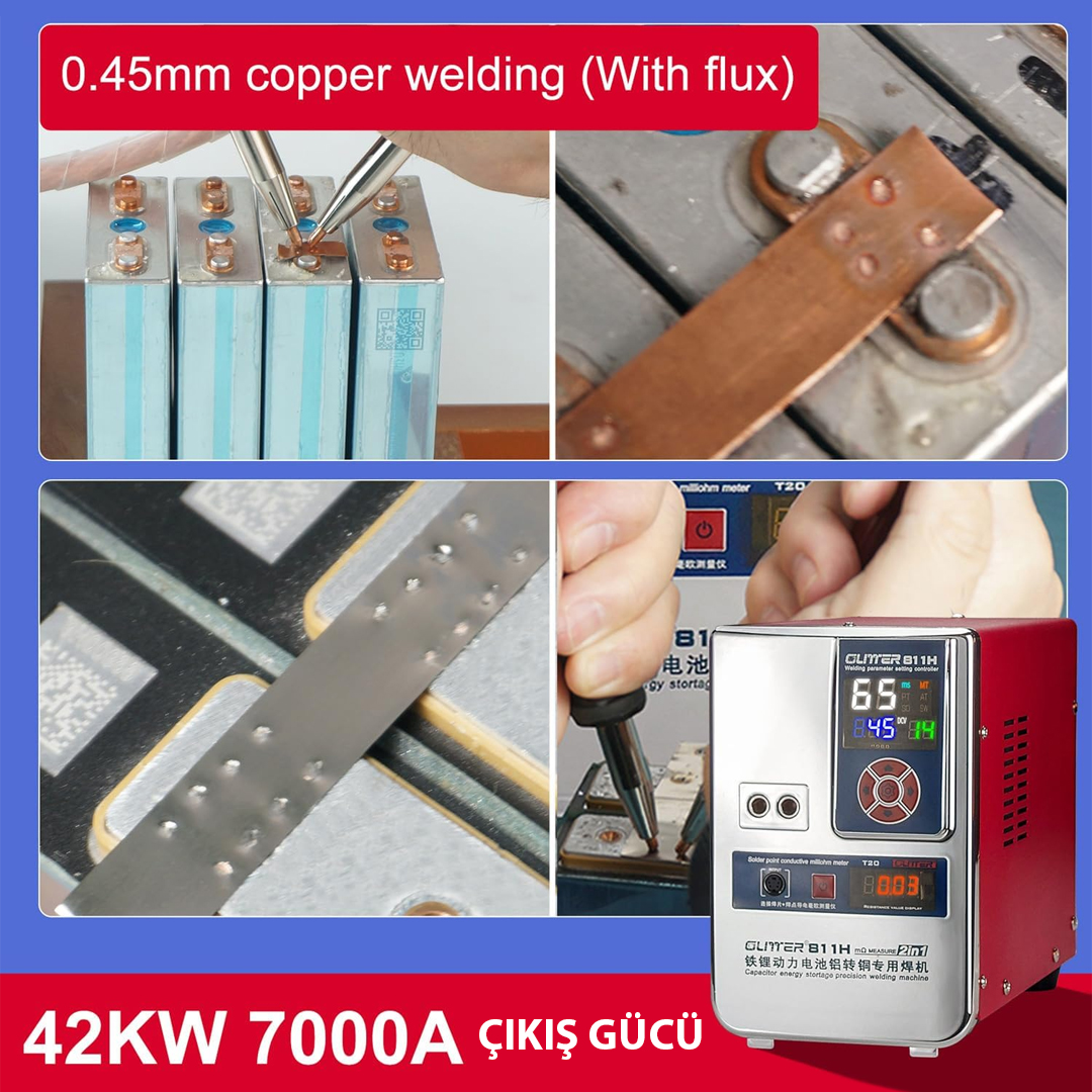 GLİTTER 811H ŞARJLI PİL PROFESYONEL BAKIR - NİKEL PUNTA KAYNAK MAKİNESİ 36KW/42KW 7000A
