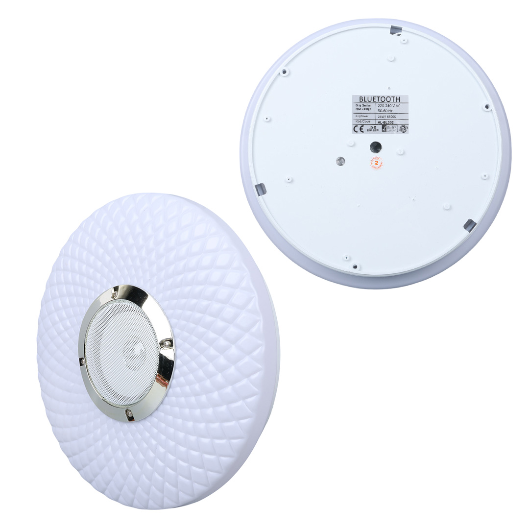 POWERMASTER PM-27329 BEYAZ 30*6 CM 24 WATT BLUETOOTH HOPARLÖRLÜ TAVAN AYDINLATMA