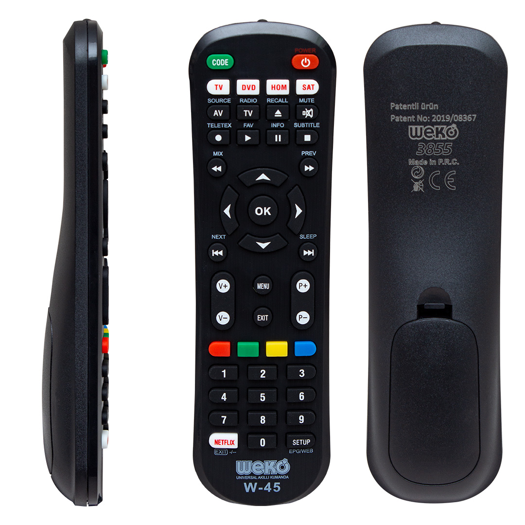 KA WEKO W-45 NETFLIX TUŞLU 4 IN 1 UNIVERSAL TÜM MODELLER ÖĞRENEBİLEN AKILLI KUMANDA