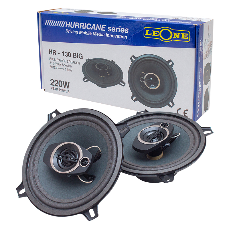 LEONE HR-130 BIG 13 CM 220 WATT MAX 110 WATT RMS 3 YOLLU METAL ÇERÇEVELİ 2Lİ TAKIM KUTULU OTO HOPARLÖR