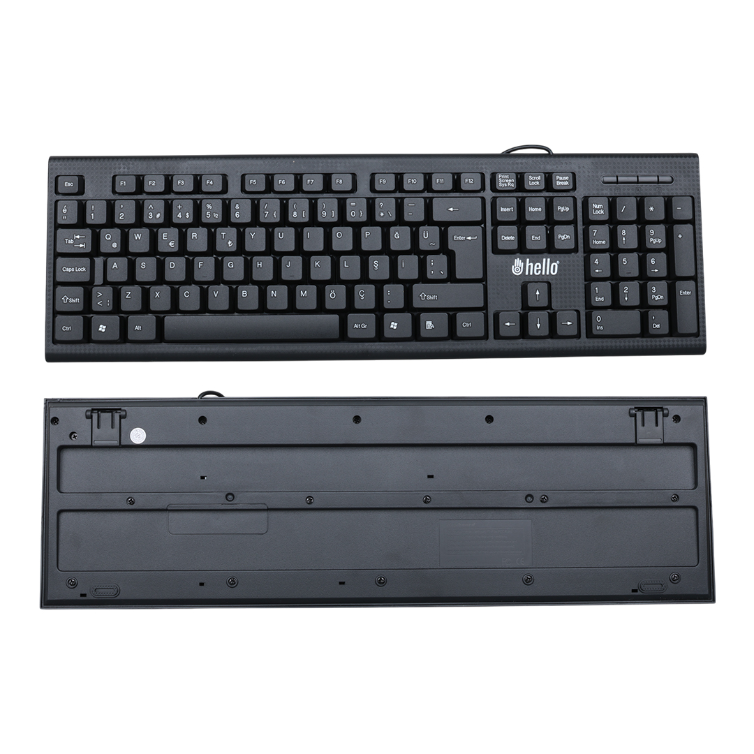 HELLO HL-4809 STANDART KABLOLU SİYAH USB Q KLAVYE