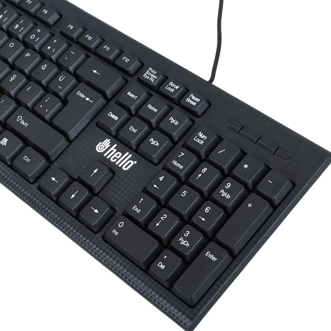 HELLO HL-4809 STANDART KABLOLU SİYAH USB Q KLAVYE