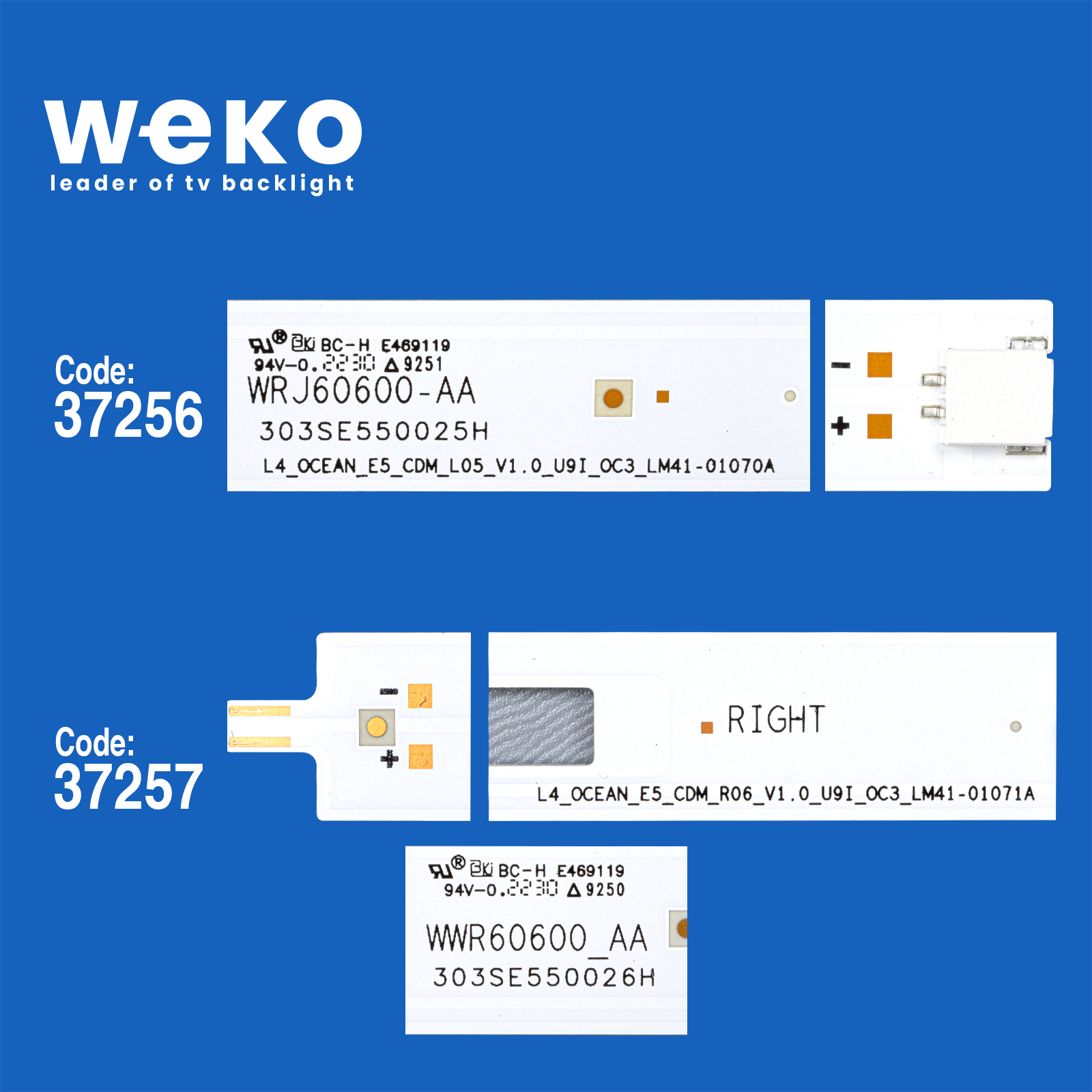 WKSET-6587 37256X4 37257X4 SE55D11L/R-ZC22AG-03 8 ADET LED BAR