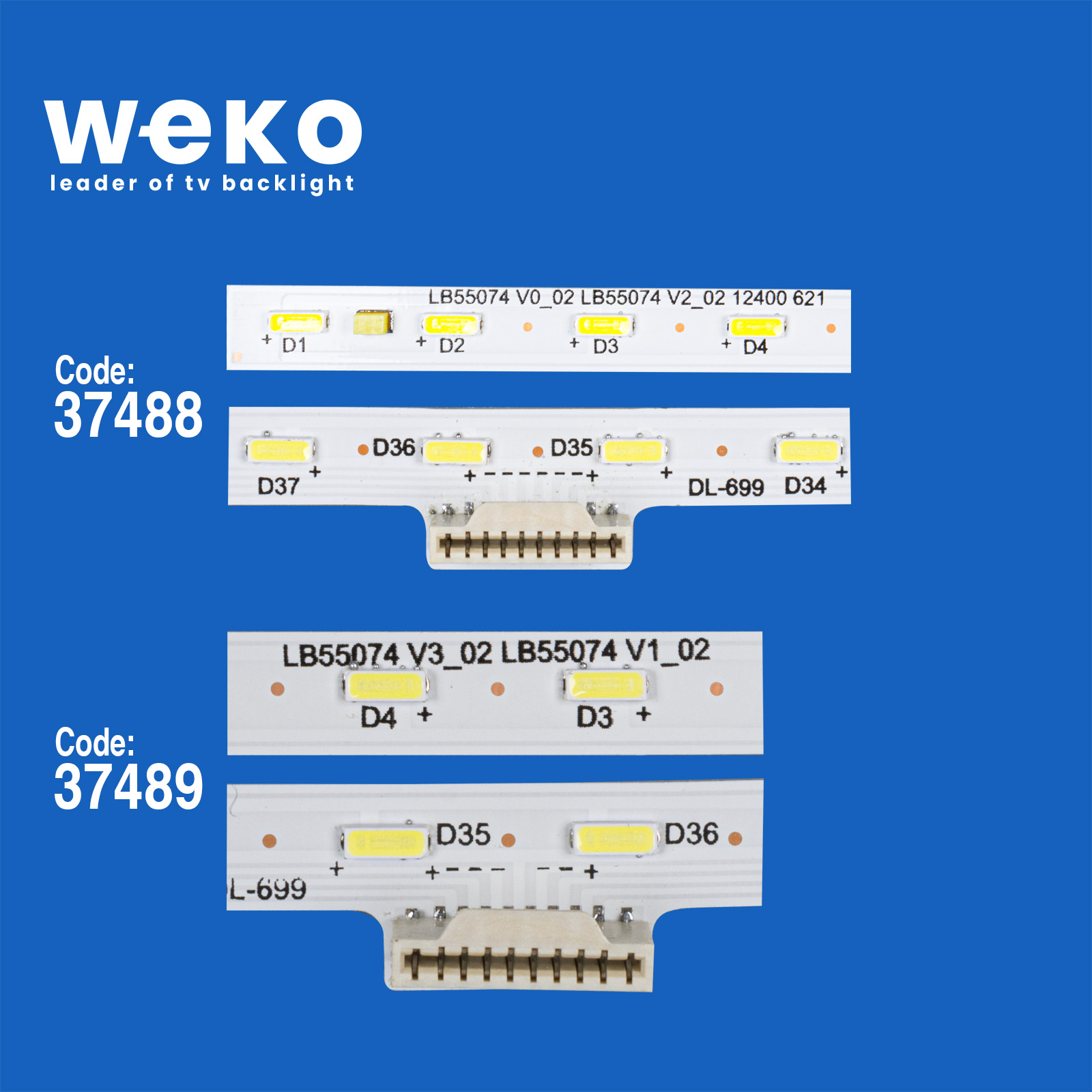 WKSET-6820 37488X1 37489X1 LB55074 V2_00/V3_00  2 ADET LED BAR (60LED)