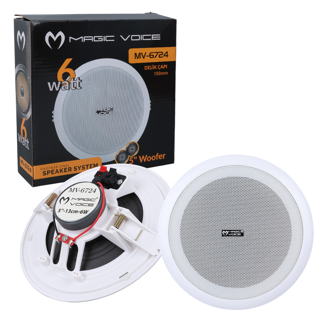 MAGICVOICE MV-6724 13 CM 6 WATT 8 OHM 5 BEYAZ TRAFOSUZ ALÇIPAN HOPARLÖR