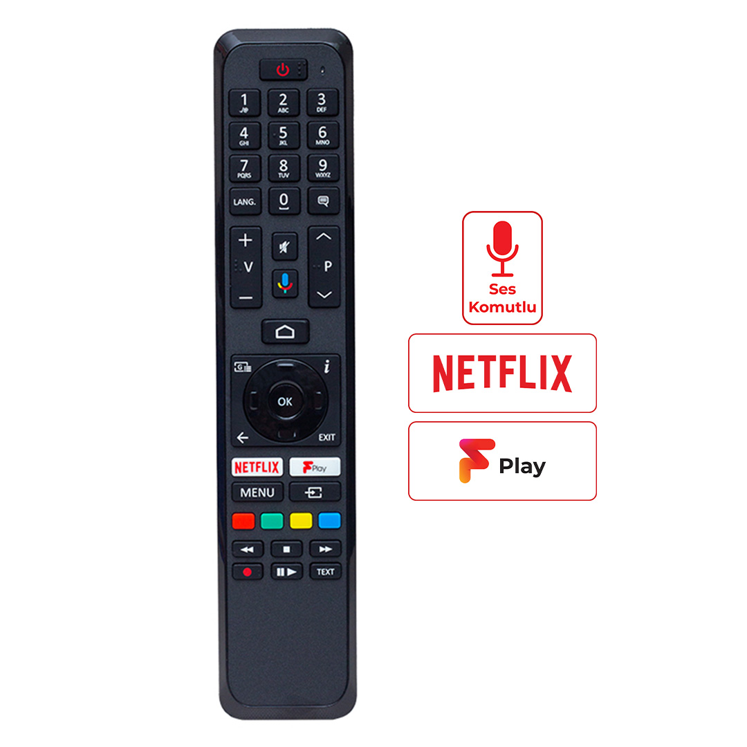 WEKO KL VESTEL RC 43161 NETFLIX-PLAY-MİKROFON TUŞLU SES KOMUTLU LCD LED TV KUMANDA (HRM1857)