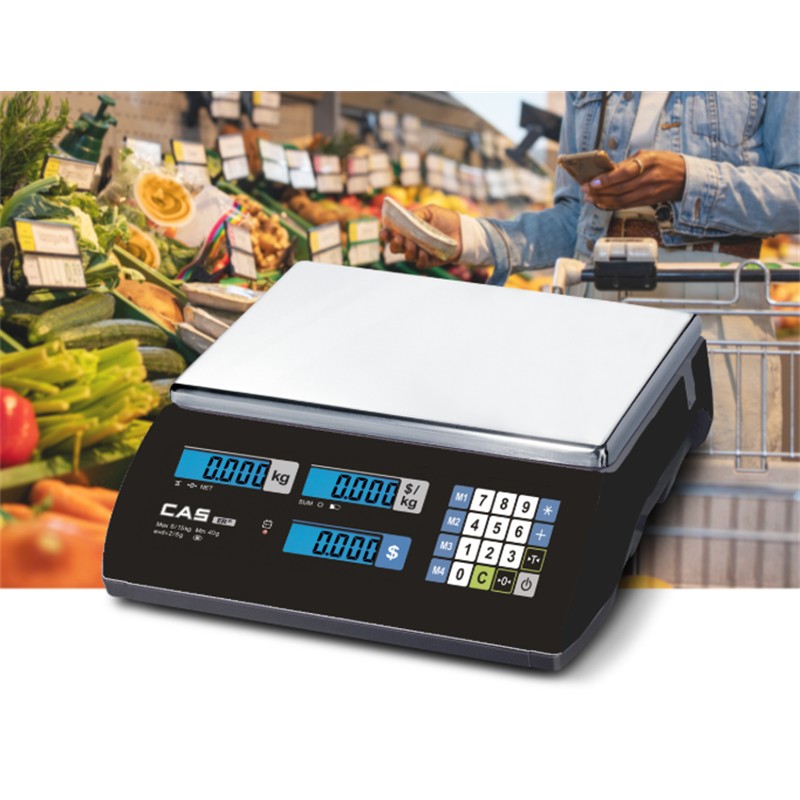 CAS ER JR 15KG LCD EKRAN BOYUNSUZ FİYAT HESAPLAMALI TERAZİ 