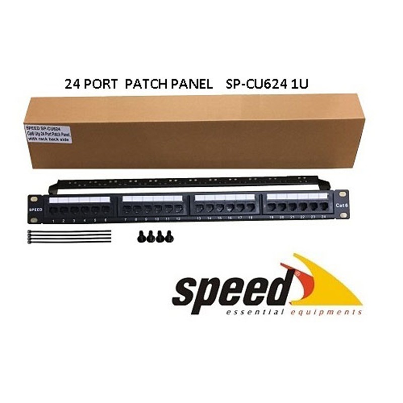 SPEED SP-CU624 1U 24 PORT CAT6 DOLU UTP PATCH PANEL + KABLO DÜZENLEYİCİ 